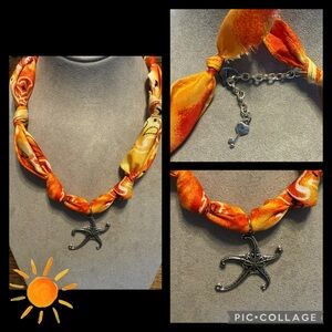 Orange Starfish Pendant Necklace